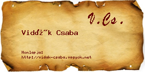 Vidák Csaba névjegykártya
