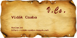 Vidák Csaba névjegykártya